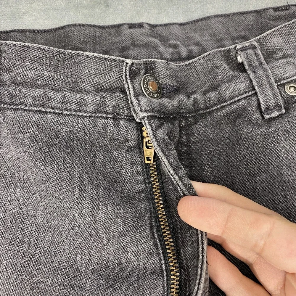 Vtg Lands End Jeans Mens 36 (fit 35x32) Black Fleece Lined Straight Denim *READ*